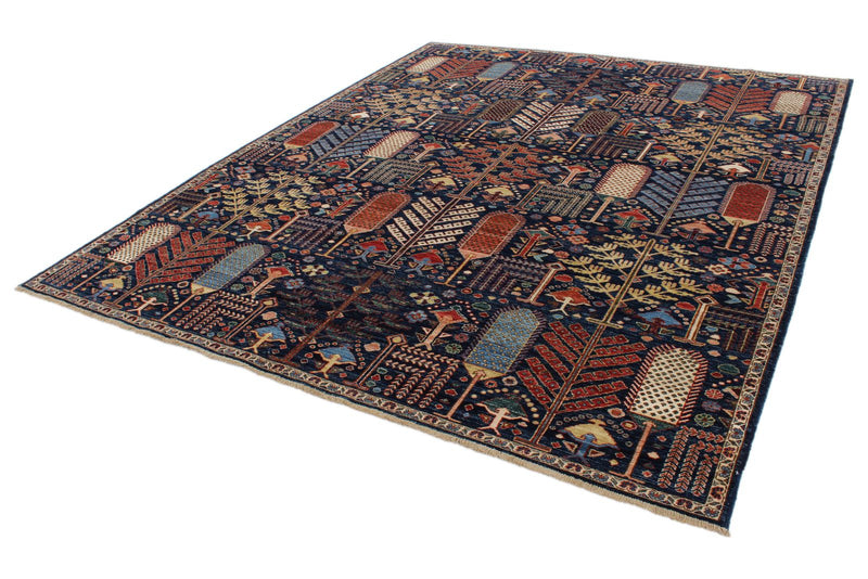 8x10 Navy and Multicolor Anatolian Traditional Rug