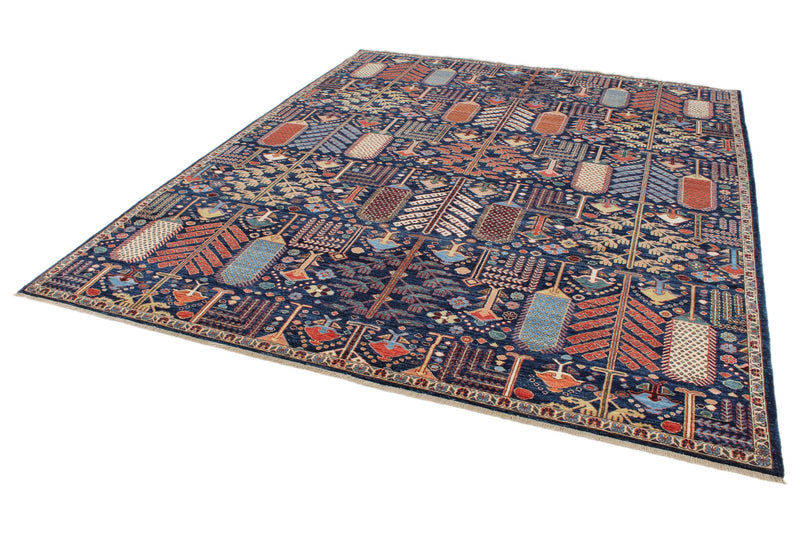 8x10 Navy and Multicolor Anatolian Traditional Rug