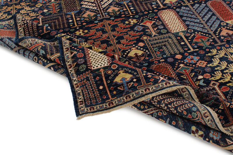 8x10 Navy and Multicolor Anatolian Traditional Rug