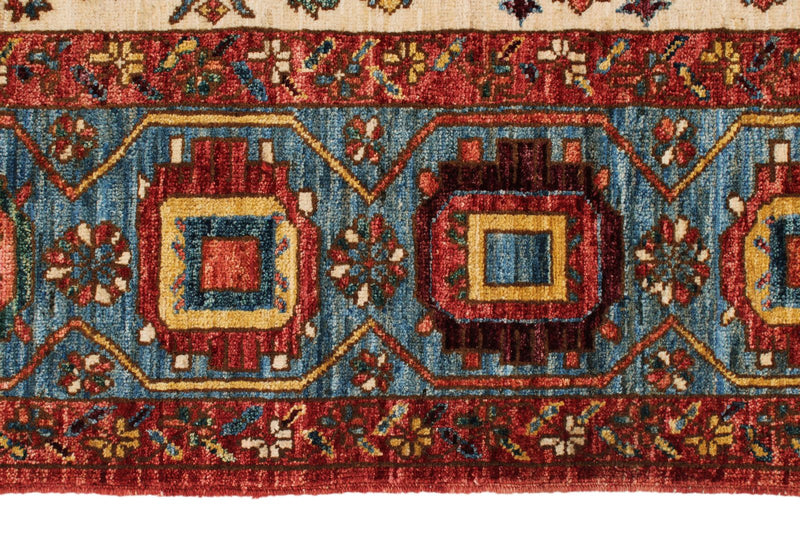 8x10 Rust and Light Blue Anatolian Traditional Rug