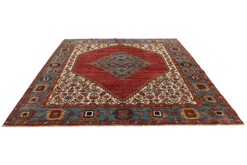 8x10 Rust and Light Blue Anatolian Traditional Rug