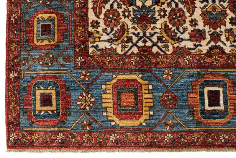 8x10 Rust and Light Blue Anatolian Traditional Rug