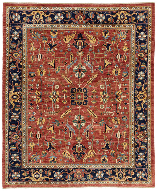 8x10 Red and Navy Anatolian Traditional Rug