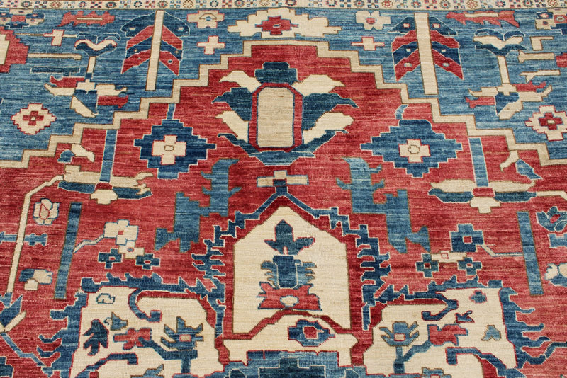 8x10 Light Red and Light Blue Anatolian Traditional Rug