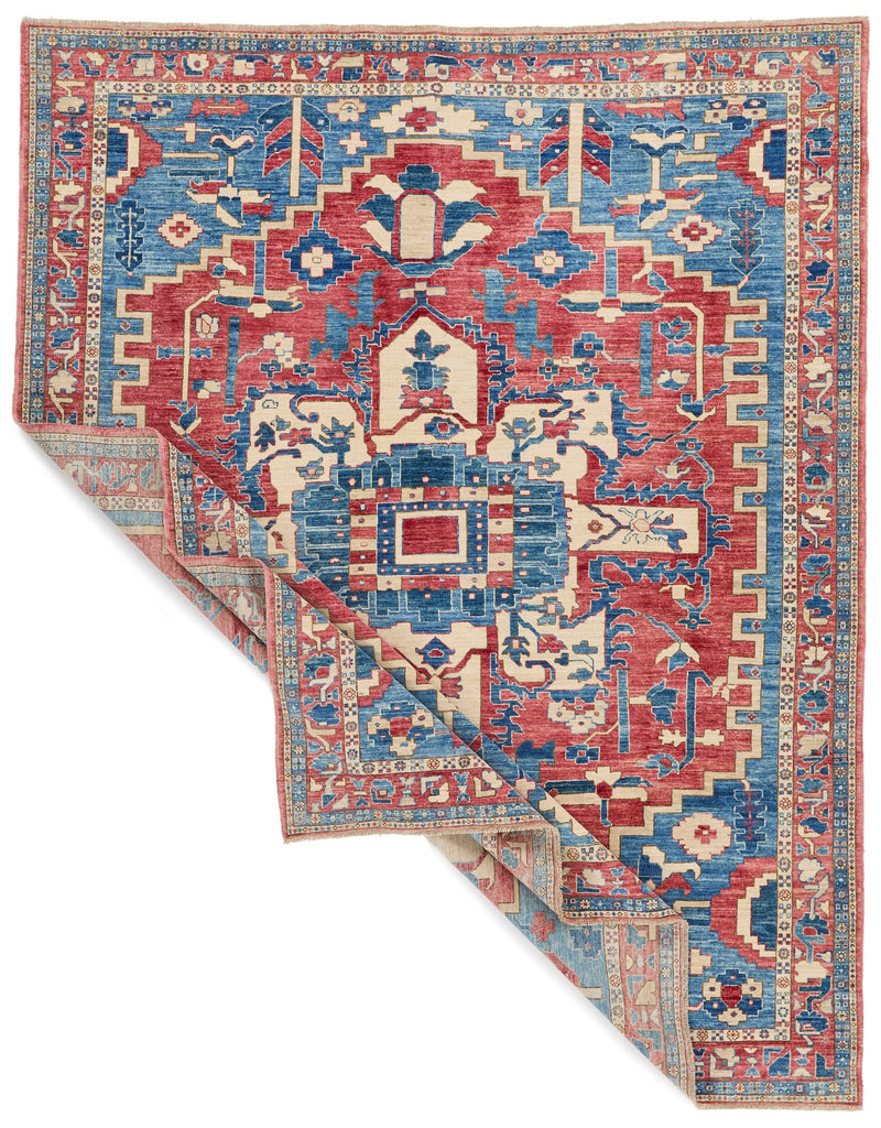 8x10 Light Red and Light Blue Anatolian Traditional Rug