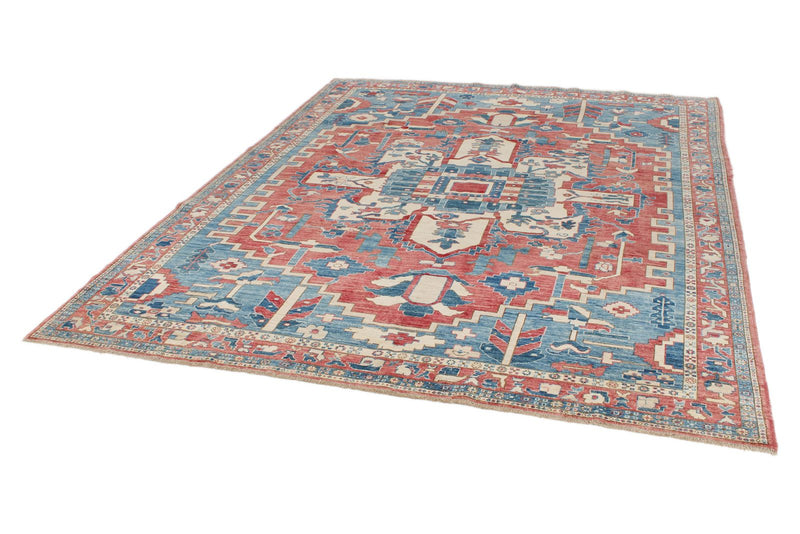 8x10 Light Red and Light Blue Anatolian Traditional Rug