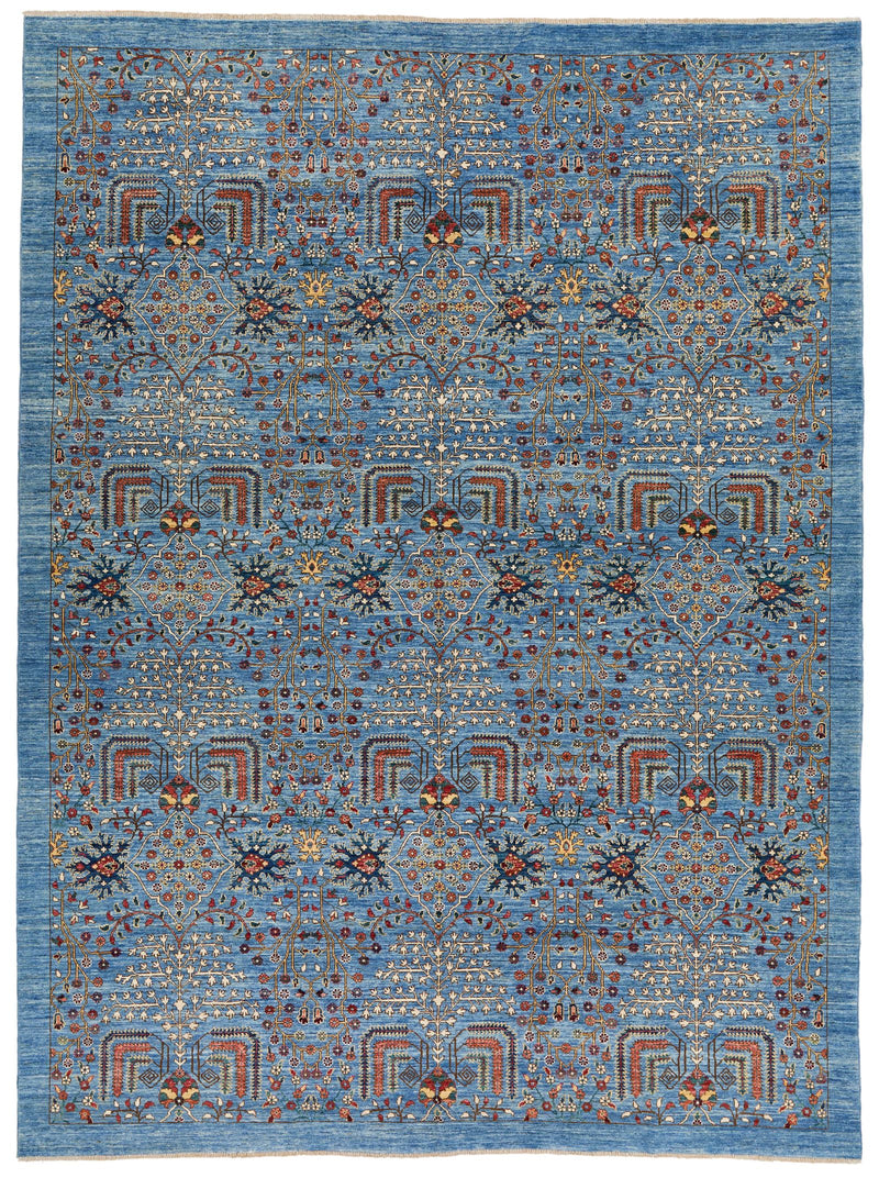 9x12 Light Blue and Multicolor Anatolian Traditional Rug