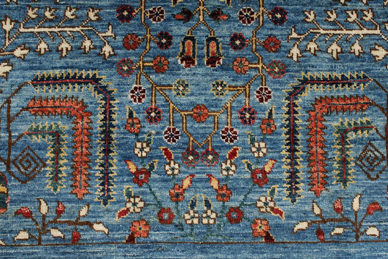 9x12 Light Blue and Multicolor Anatolian Traditional Rug