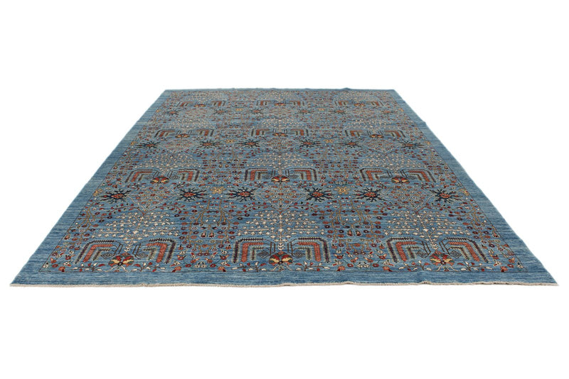 9x12 Light Blue and Multicolor Anatolian Traditional Rug