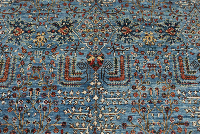 9x12 Light Blue and Multicolor Anatolian Traditional Rug