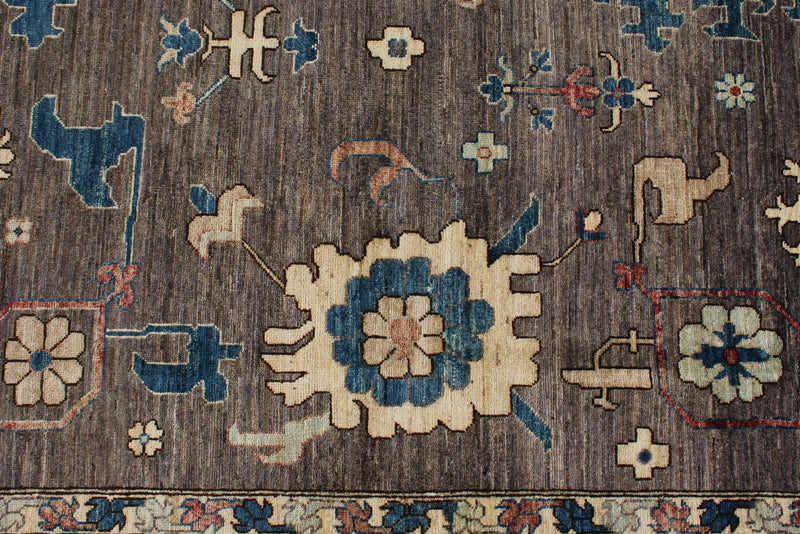 9x12 Brown and Ivory Anatolian Traditional Rug