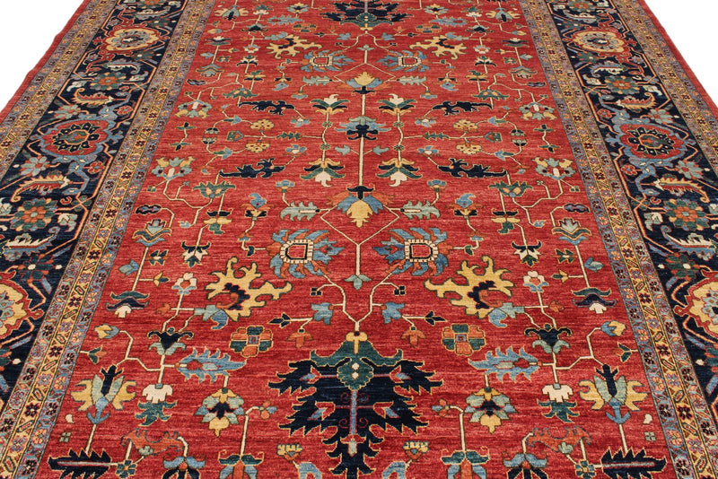 9x12 Red and Navy Anatolian Traditional Rug