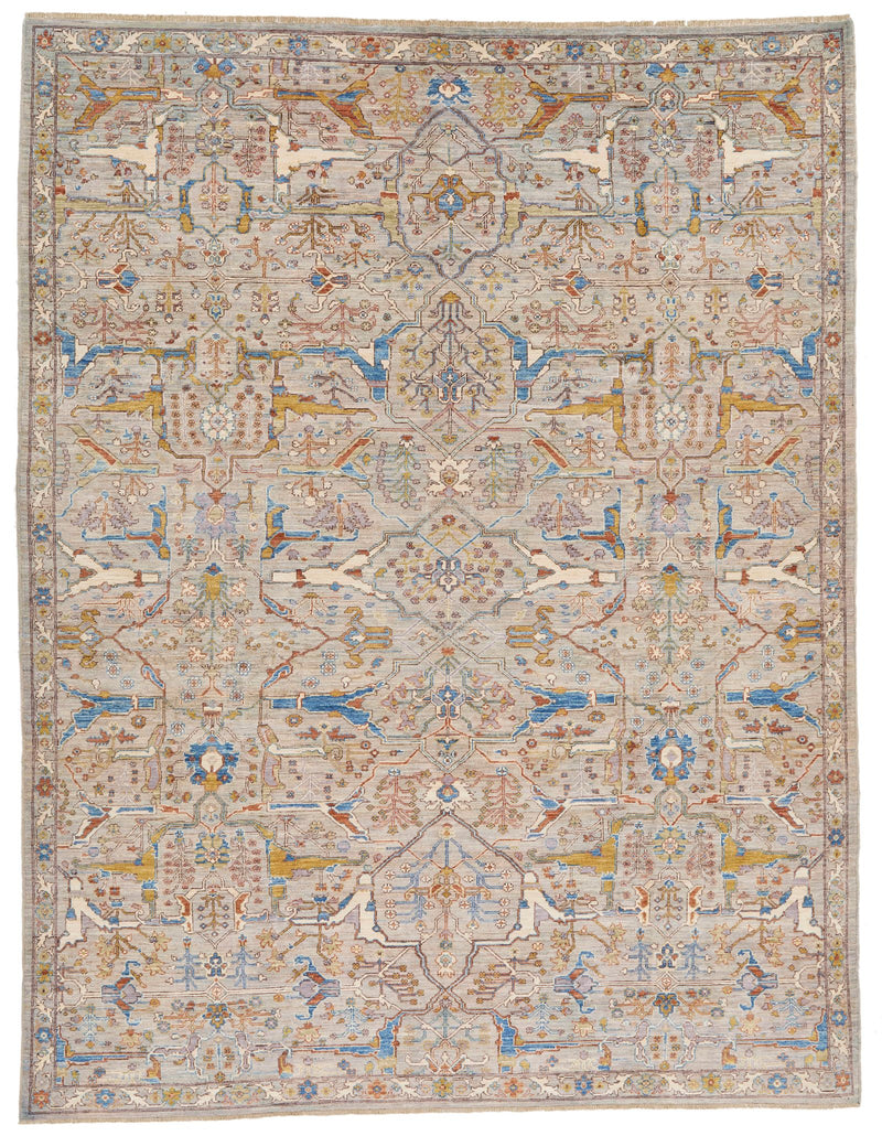 9x12 Gray and Multicolor Anatolian Tribal Rug