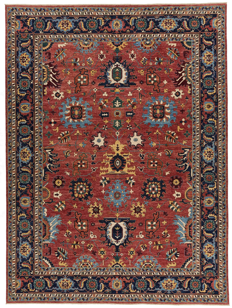 10x14 Red and Navy Anatolian Traditional Rug