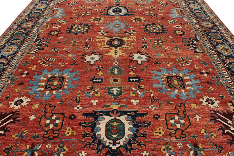 10x14 Red and Navy Anatolian Traditional Rug