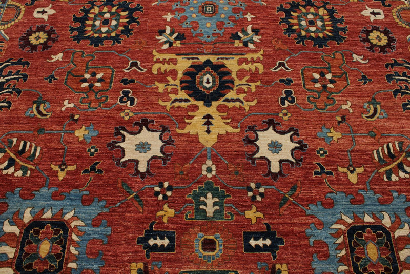 10x14 Red and Navy Anatolian Traditional Rug