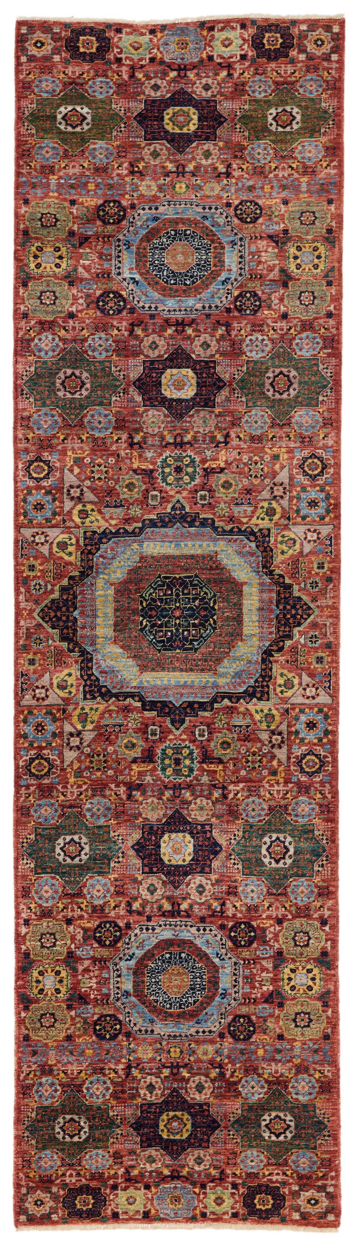3x10 Red and Multicolor Traditional Runner