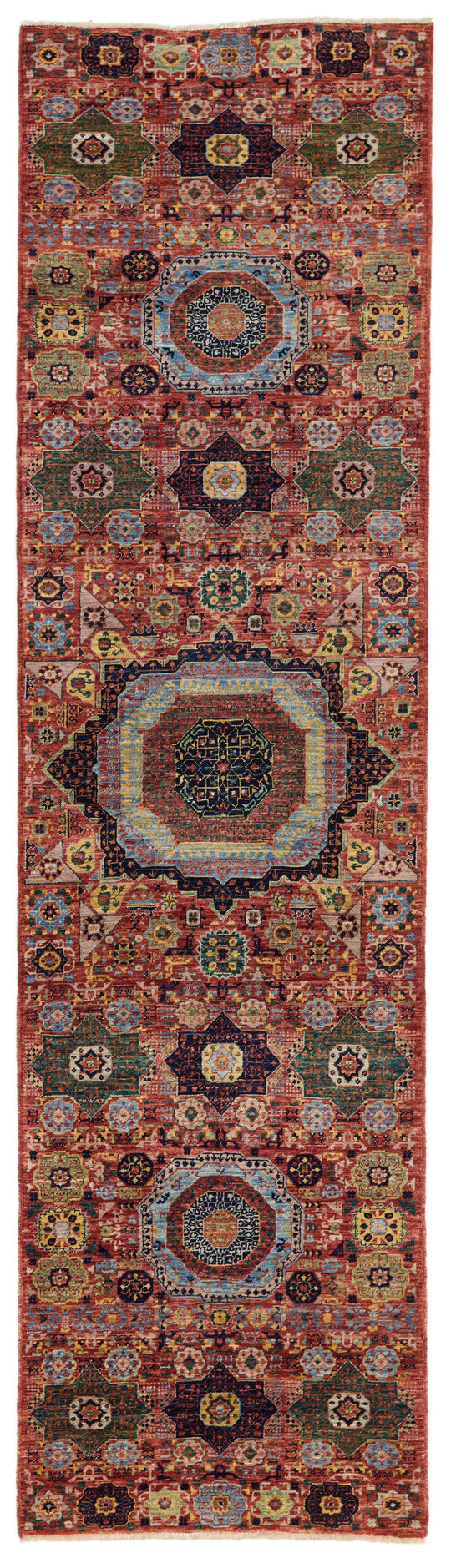 3x10 Red and Multicolor Traditional Runner