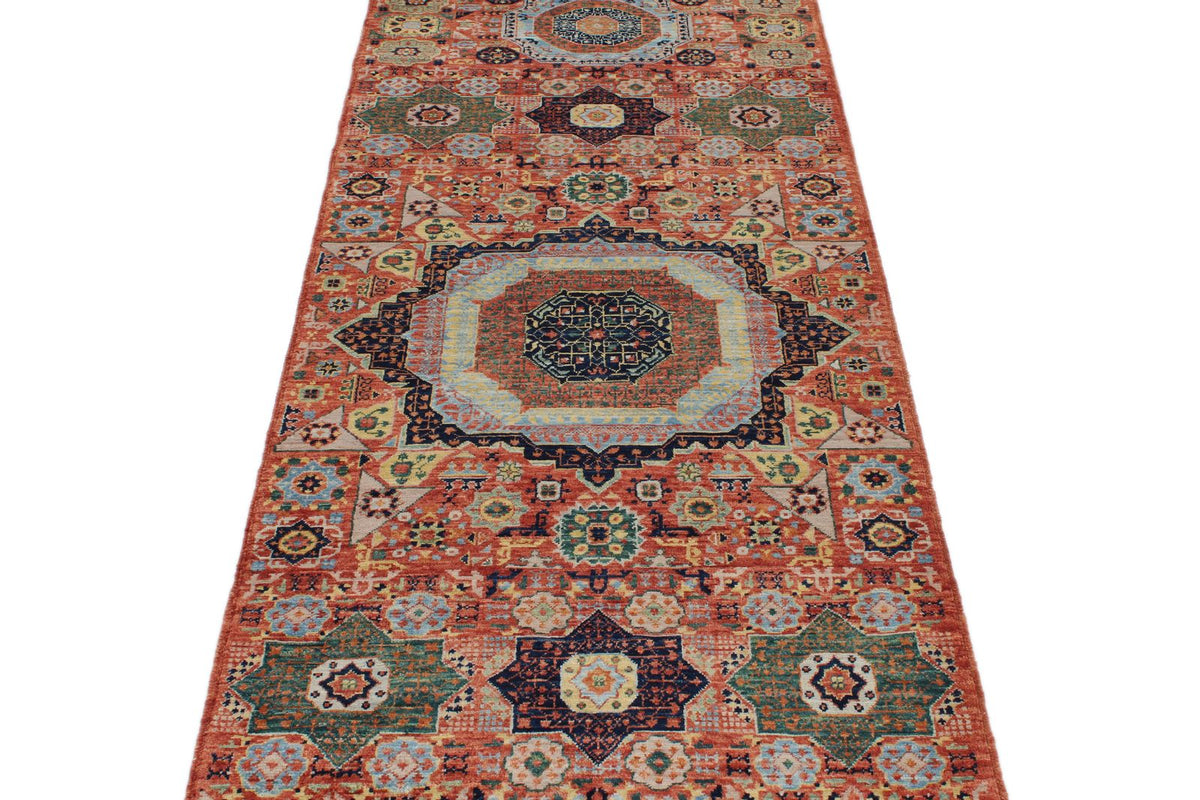 3x10 Red and Multicolor Traditional Runner