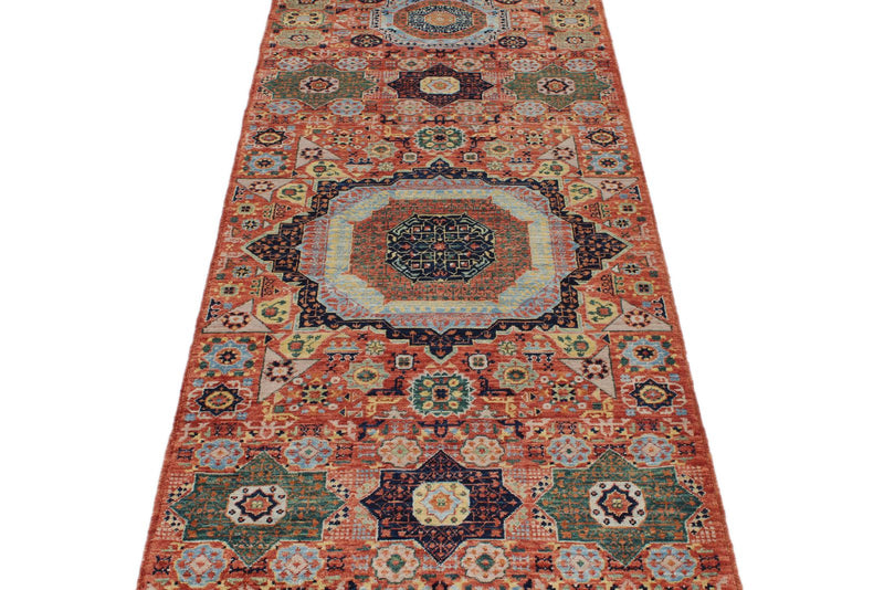 3x10 Red and Multicolor Traditional Runner