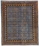 8x10 Light Blue and Camel Traditional Rug