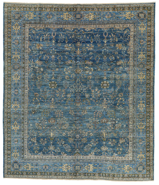 8x9 Navy and Blue Traditional Rug