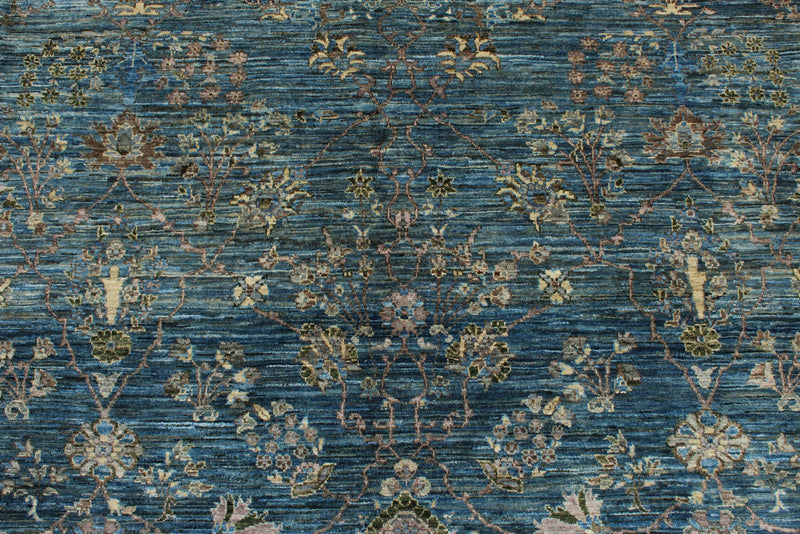 8x9 Navy and Blue Traditional Rug