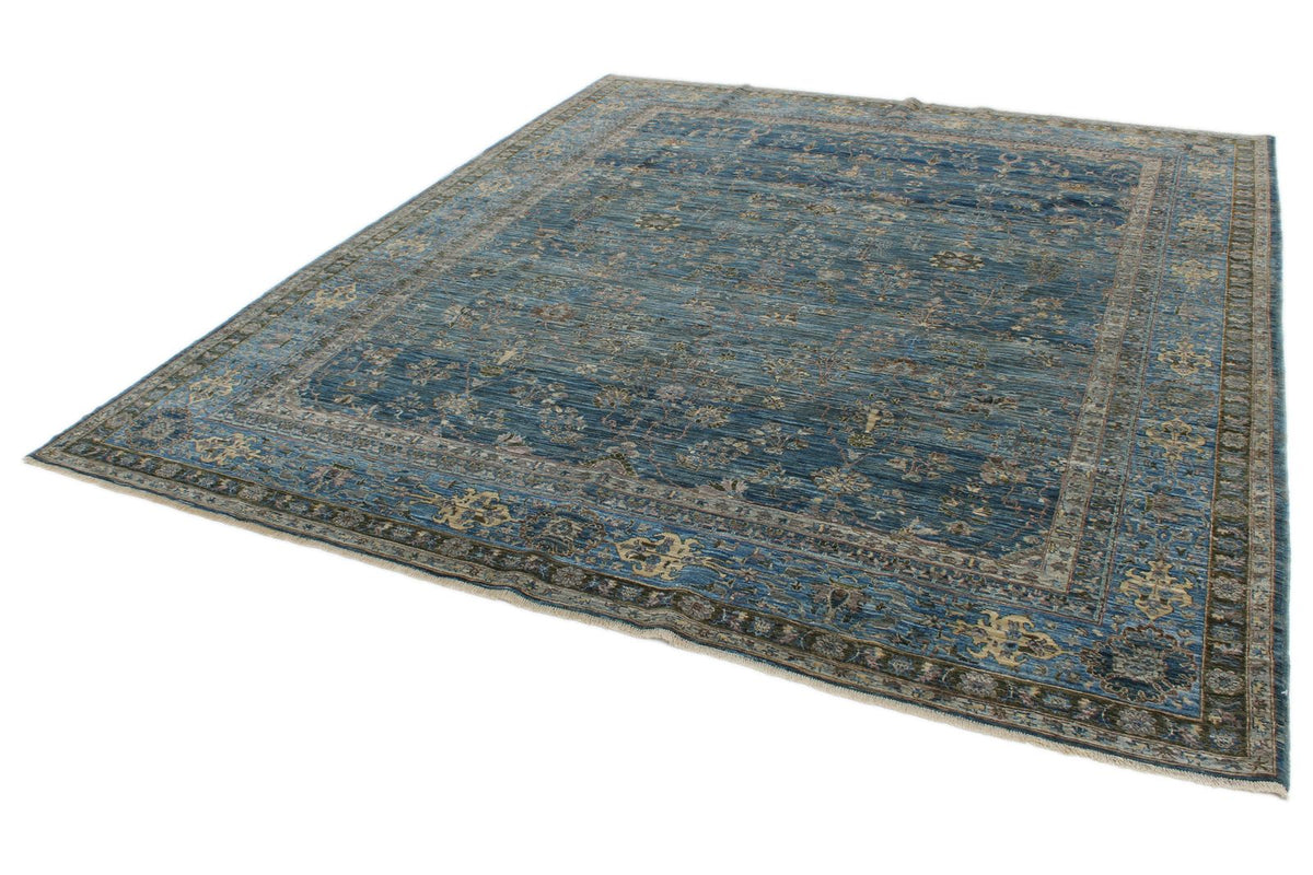 8x9 Navy and Blue Traditional Rug