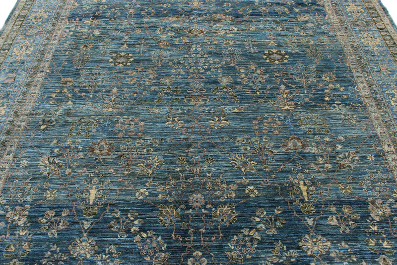 8x9 Navy and Blue Traditional Rug