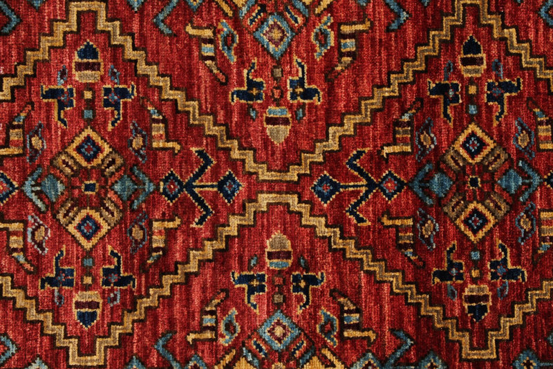 8x10 Red and Light Blue Traditional Rug