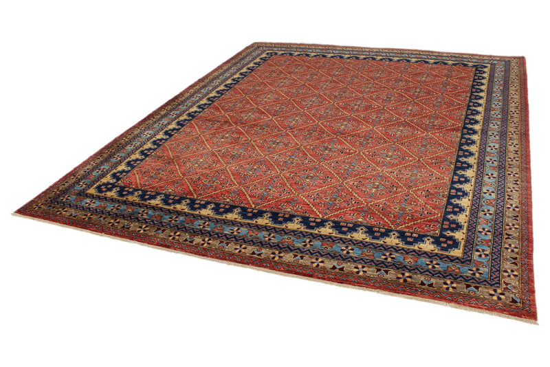 8x10 Red and Light Blue Traditional Rug