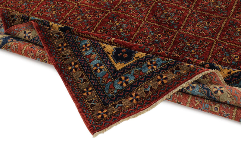 8x10 Red and Light Blue Traditional Rug