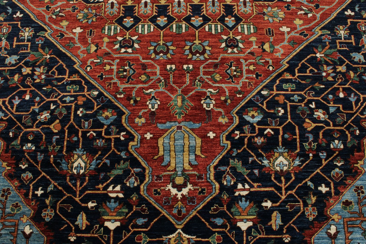 10x12 Navy and Red Traditional Rug