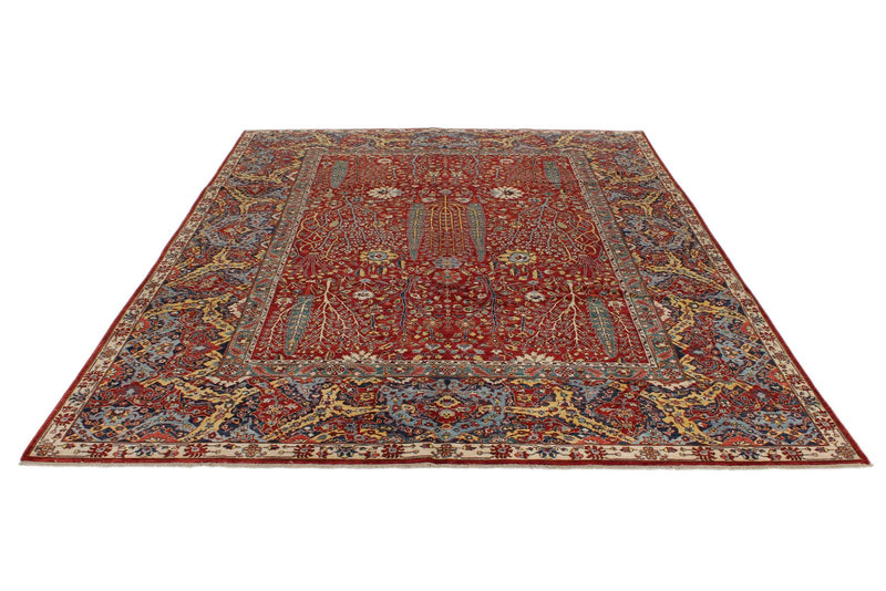 9x12 Red and Navy Traditional Rug