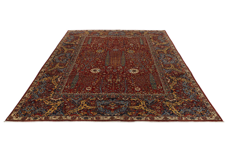 9x12 Red and Navy Traditional Rug