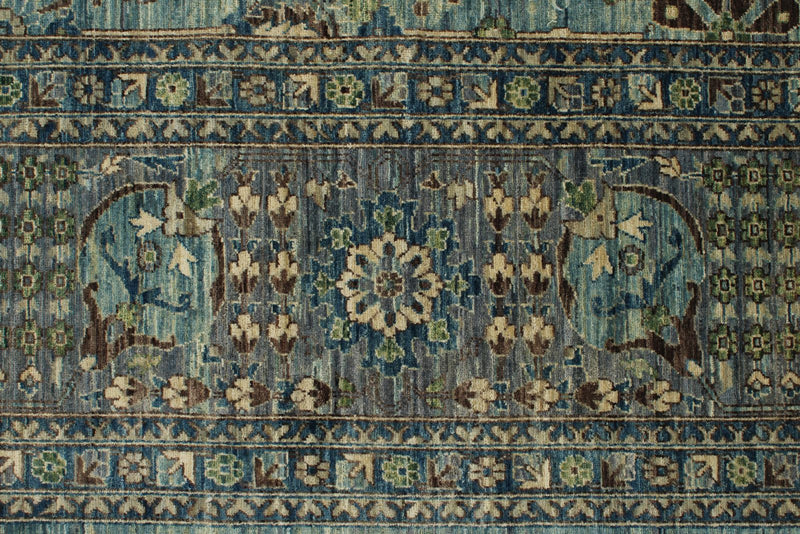 9x12 Light Blue and Blue Traditional Rug