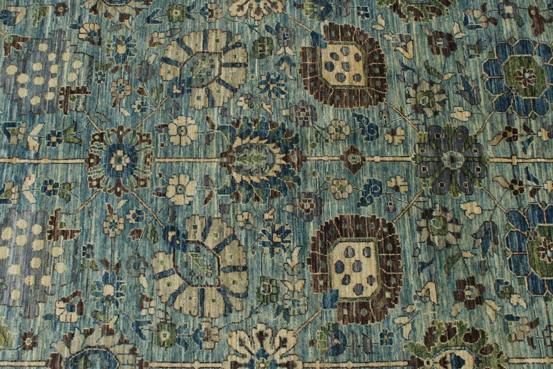 9x12 Light Blue and Blue Traditional Rug