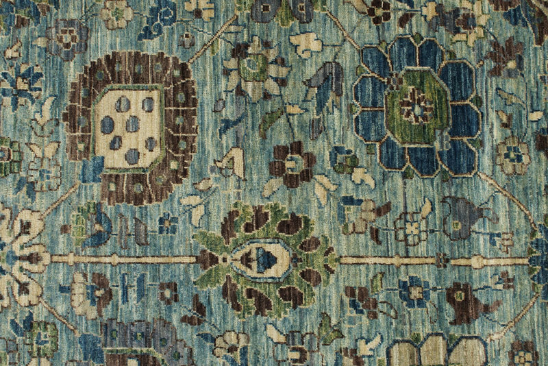 9x12 Light Blue and Blue Traditional Rug
