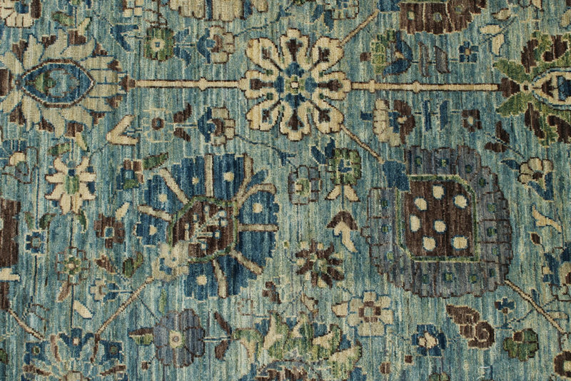 9x12 Light Blue and Blue Traditional Rug