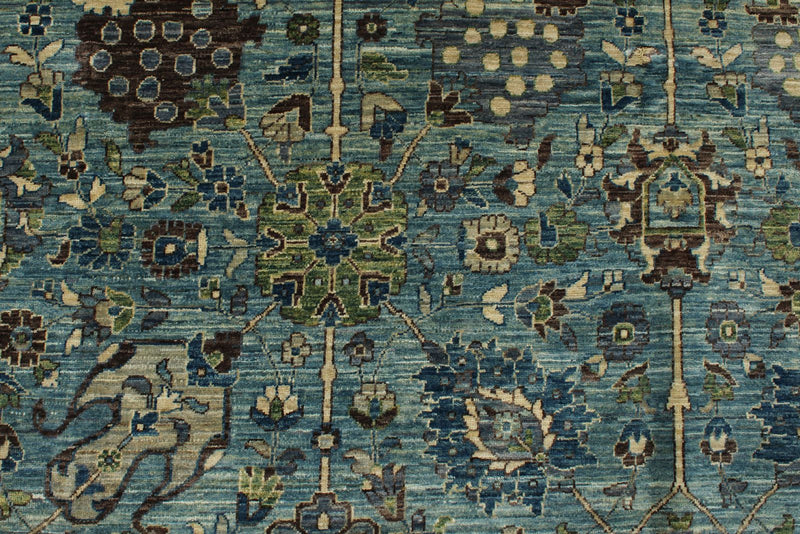 9x12 Light Blue and Blue Traditional Rug