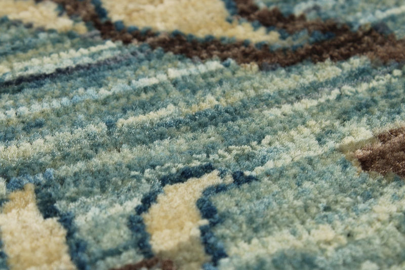 9x12 Light Blue and Blue Traditional Rug