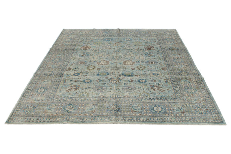 9x12 Light Blue and Blue Traditional Rug