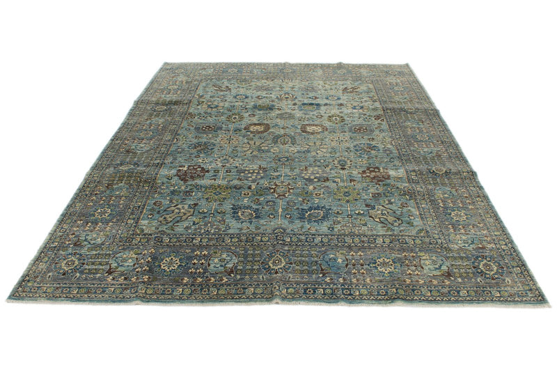 9x12 Light Blue and Blue Traditional Rug