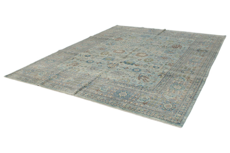 9x12 Light Blue and Blue Traditional Rug