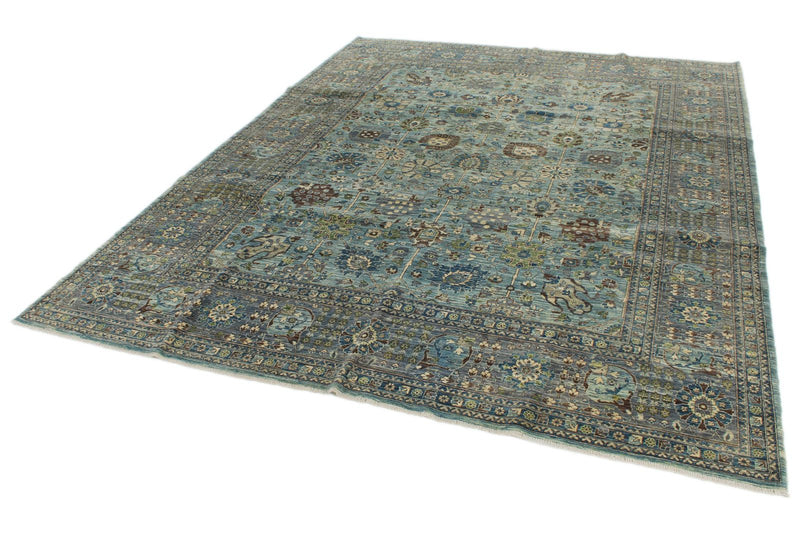 9x12 Light Blue and Blue Traditional Rug