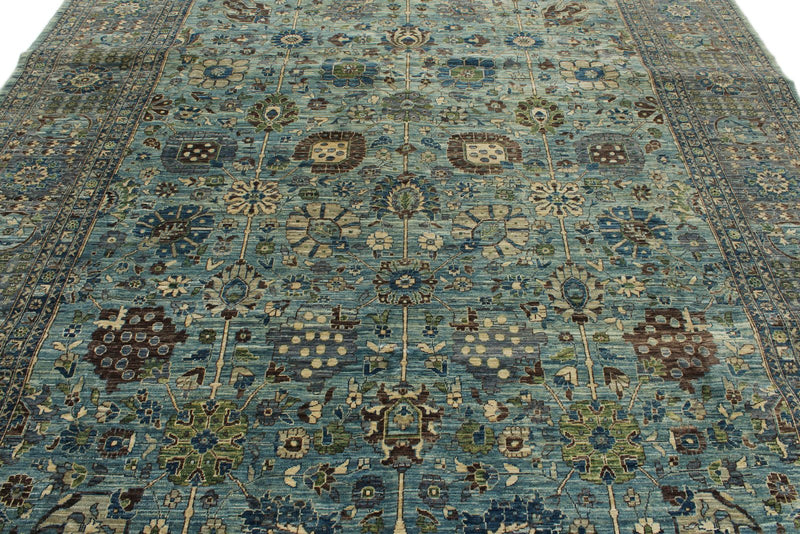 9x12 Light Blue and Blue Traditional Rug