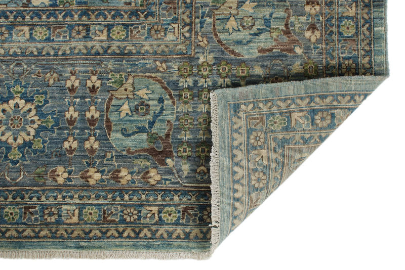 9x12 Light Blue and Blue Traditional Rug