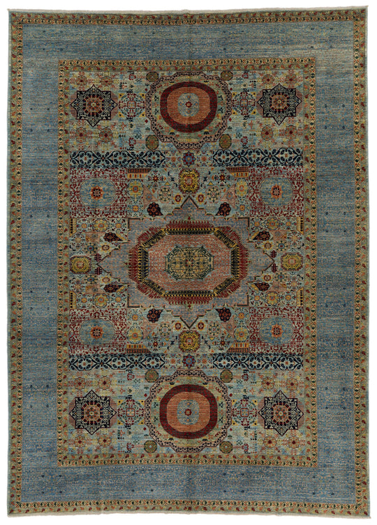 10x14 Multicolor and Light Blue Traditional Rug