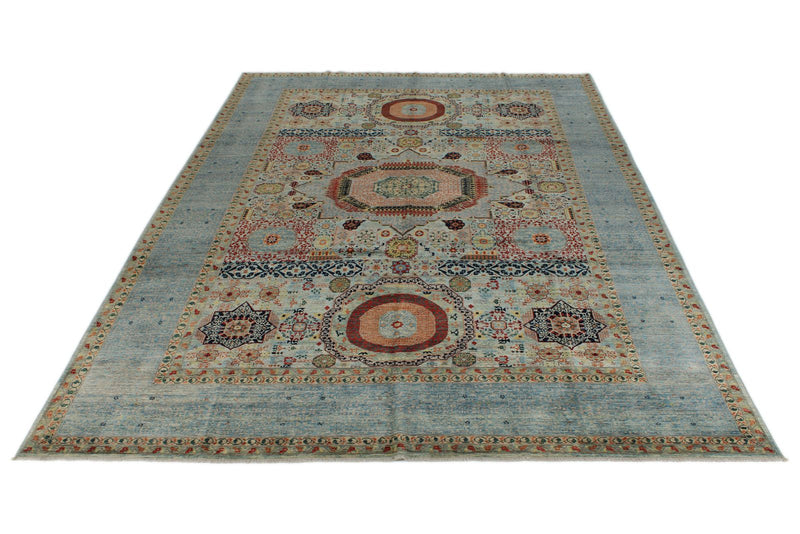 10x14 Multicolor and Light Blue Traditional Rug