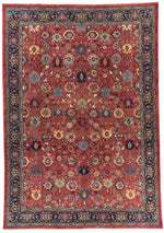 10x14 Navy and Red Traditional Rug